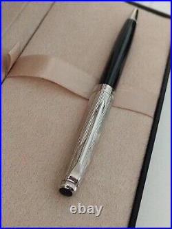 Rare New Parker Sonnet Gifted Beaded P. Silver Ballpoint Pen Silverplated
