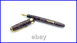 Rare Nib! Conway Stewart No 27 Pen, Plum Hatched, 14k Oblique Broad Nib