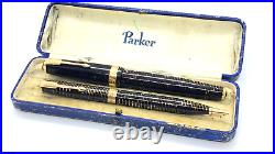 Rare Nib Parker Maxima Vacumatic Pen Set, Golden Brown, Full Flex, 14k Med Nib