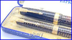 Rare Nib Parker Maxima Vacumatic Pen Set, Golden Brown, Full Flex, 14k Med Nib