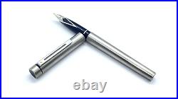 Rare Nib! Sheaffer Targa Pen, 1001, Brushed Chrome, Steel Italic Broad Nib