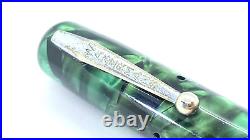 Rare Nib! Waterman Junior Pen, Green Marble, 14k Stub Broad Nib, Canada