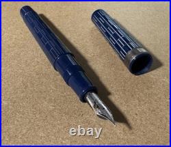 Rare OMAS for Brioni Fountain Pen, Blue Resin, Sterling Trim, 18K Nib, + Case