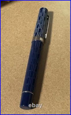 Rare OMAS for Brioni Fountain Pen, Blue Resin, Sterling Trim, 18K Nib, + Case
