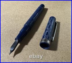 Rare OMAS for Brioni Fountain Pen, Blue Resin, Sterling Trim, 18K Nib, + Case