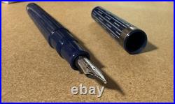Rare OMAS for Brioni Fountain Pen, Blue Resin, Sterling Trim, 18K Nib, + Case