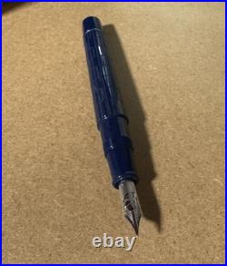 Rare OMAS for Brioni Fountain Pen, Blue Resin, Sterling Trim, 18K Nib, + Case
