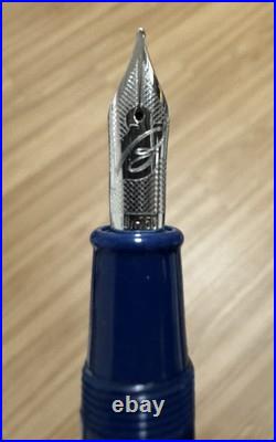 Rare OMAS for Brioni Fountain Pen, Blue Resin, Sterling Trim, 18K Nib, + Case