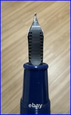 Rare OMAS for Brioni Fountain Pen, Blue Resin, Sterling Trim, 18K Nib, + Case