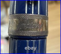 Rare OMAS for Brioni Fountain Pen, Blue Resin, Sterling Trim, 18K Nib, + Case