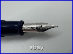 Rare OMAS for Brioni Fountain Pen, Blue Resin, Sterling Trim, 18K Nib, + Case