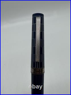 Rare OMAS for Brioni Fountain Pen, Blue Resin, Sterling Trim, 18K Nib, + Case