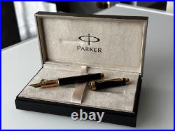 Rare PARKER PREMIER BLACK LACQUE GOLD 18K 750 MED NIB FOUNTAIN PEN NEVER INKED Rare PARKER PREMIER BLACK LACQUE GOLD 18K 750 MED NIB FOUNTAIN PEN NEVER INKED