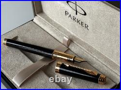 Rare PARKER PREMIER BLACK LACQUE GOLD 18K 750 MED NIB FOUNTAIN PEN NEVER INKED Rare PARKER PREMIER BLACK LACQUE GOLD 18K 750 MED NIB FOUNTAIN PEN NEVER INKED