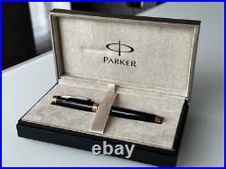 Rare PARKER PREMIER BLACK LACQUE GOLD 18K 750 MED NIB FOUNTAIN PEN NEVER INKED Rare PARKER PREMIER BLACK LACQUE GOLD 18K 750 MED NIB FOUNTAIN PEN NEVER INKED