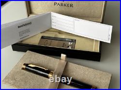 Rare PARKER PREMIER BLACK LACQUE GOLD 18K 750 MED NIB FOUNTAIN PEN NEVER INKED Rare PARKER PREMIER BLACK LACQUE GOLD 18K 750 MED NIB FOUNTAIN PEN NEVER INKED