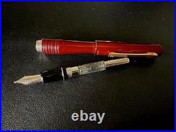 Rare PILOT Bamboo Fountain Pen Wine Red 14K Nib Unique Design Collectible