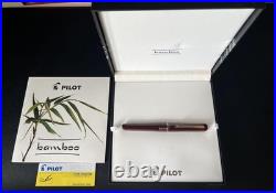 Rare PILOT Bamboo Fountain Pen Wine Red 14K Nib Unique Design Collectible