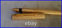 Rare Parker 105 Fountain Pen Bark Finish Pl. Gold 14 Karat Gold Nib M