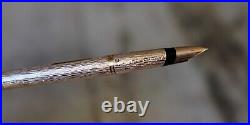 Rare Parker 105 Fountain Pen Bark Finish Pl. Gold 14 Karat Gold Nib M