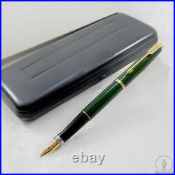 Rare Parker 75 Malachite Green Lacquer GT Fountain Pen 14K M Nib