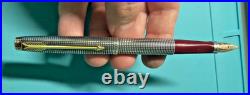 Rare Parker 75 Sterling Silver 14k Gold M Nib Fountain Pen Red Section USA
