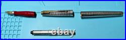 Rare Parker 75 Sterling Silver 14k Gold M Nib Fountain Pen Red Section USA