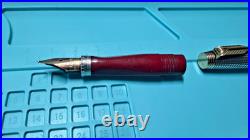 Rare Parker 75 Sterling Silver 14k Gold M Nib Fountain Pen Red Section USA