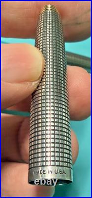 Rare Parker 75 Sterling Silver 14k Gold M Nib Fountain Pen Red Section USA