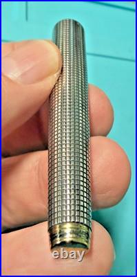 Rare Parker 75 Sterling Silver 14k Gold M Nib Fountain Pen Red Section USA