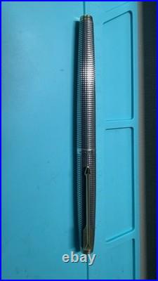 Rare Parker 75 Sterling Silver 14k Gold M Nib Fountain Pen Red Section USA