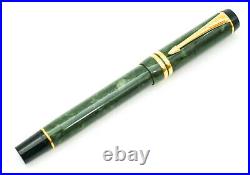 Rare Parker Duofold Centennial MK II Fountain Pen Marbled Jade 18k Medium Nib