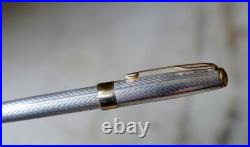Rare Parker Sonnet Fountain Pen Solid 925 Silver Chevron 18 Carat Gold Nib