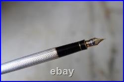 Rare Parker Sonnet Fountain Pen Solid 925 Silver Chevron 18 Carat Gold Nib