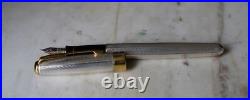 Rare Parker Sonnet Fountain Pen Solid 925 Silver Chevron 18 Carat Gold Nib