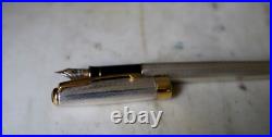 Rare Parker Sonnet Fountain Pen Solid 925 Silver Chevron 18 Carat Gold Nib