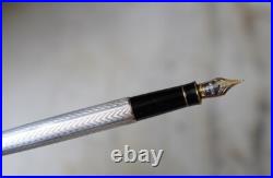 Rare Parker Sonnet Fountain Pen Solid 925 Silver Chevron 18 Carat Gold Nib