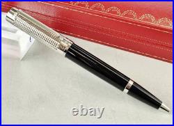 Rare Pasha Dollar Cartier Ballpoint Pen De Black Composite Platinum Finish Box I