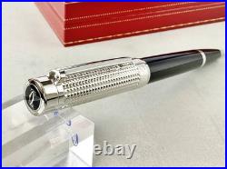 Rare Pasha Dollar Cartier Ballpoint Pen De Black Composite Platinum Finish Box I