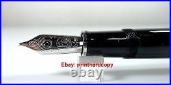 Rare Pelikan Special Edition M1005 Black Silver Fountain Pen 18K Single Tone