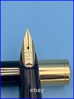 Rare Pilot Manifold 14K Gold Nib Vintage Fountain Pen Black/Gold Trim Japan Made