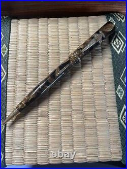 Rare SCHNELL PENSELPEN Fountain Pen Pencil Combo Brown Celluloid 14K Med nib