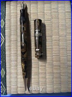 Rare SCHNELL PENSELPEN Fountain Pen Pencil Combo Brown Celluloid 14K Med nib