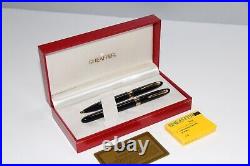 Rare Sheaffer Crest #591 Set Fountain Pen Black Gt 18k Nib & Ballpoint Pen New