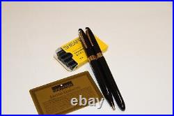Rare Sheaffer Crest #591 Set Fountain Pen Black Gt 18k Nib & Ballpoint Pen New