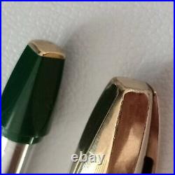 Rare Sheaffer PFM Fountain Pen Green / Gold Cap Nib 14 K USED Conditions #1