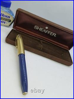 Rare Sheaffer Pfm Fountain Pen Made USA Gold Nib 14k Navy Blue Pen For Men 1960 Rare Sheaffer Pfm Fountain Pen Made USA Gold Nib 14k Navy Blue Pen For Men 1960