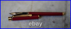 Rare Sheaffer Targa Slim Red Lacquer Fountain Pen 18K Solid Gold Nib