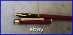 Rare Sheaffer Targa Slim Red Lacquer Fountain Pen 18K Solid Gold Nib