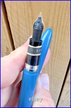 Rare Sheaffer White Dot Light Blue Snorkel 14k Gold Fine Fountain Pen BRAND NEW